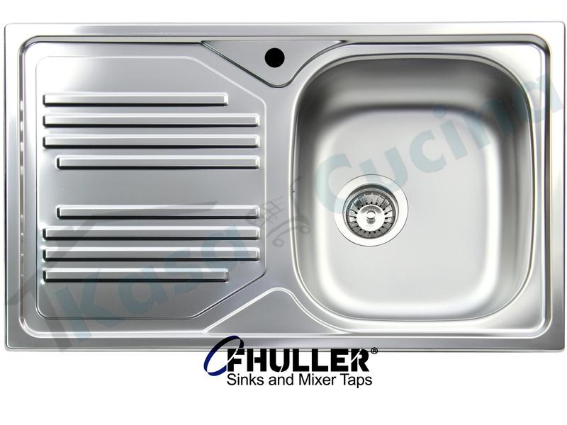 Lavello Incasso cm. 86x50 Acciaio Inox Prelucido Atmosfera 1 Vasca Destra