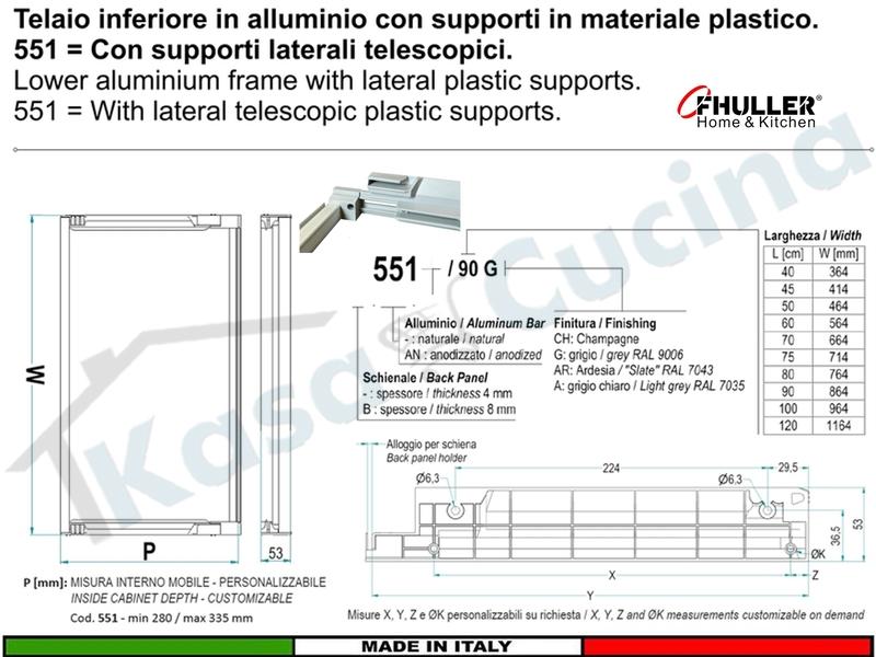 [Solo Carico Scarico]Telaio 120 ARDESIA 551/120G Scolapiatti 716L-717P-701-702
