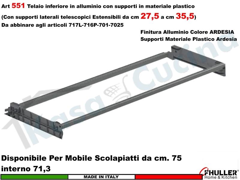 Telaio ARDESIA Scolapiatti FHULLER 551 da 75 Interno 71,3 Estensibile da 27 a 35