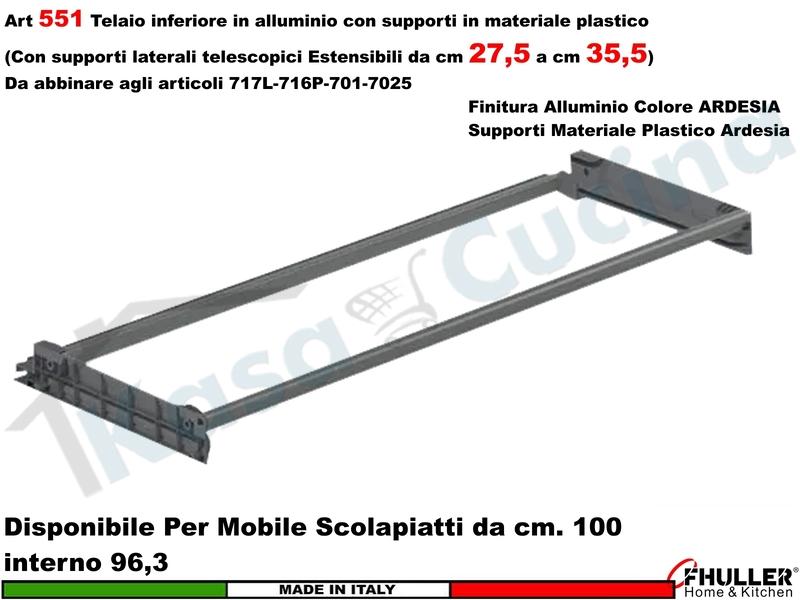 Telaio ARDESIA Scolapiatti FHULLER 551 da 100 Interno 96,3 Estensibile da 27/35