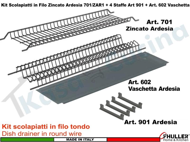Scolapiatti INOXA-FHULLER Ardesia Incasso Pensile 40 Interno 35,6 + Staffe + Vaschetta
