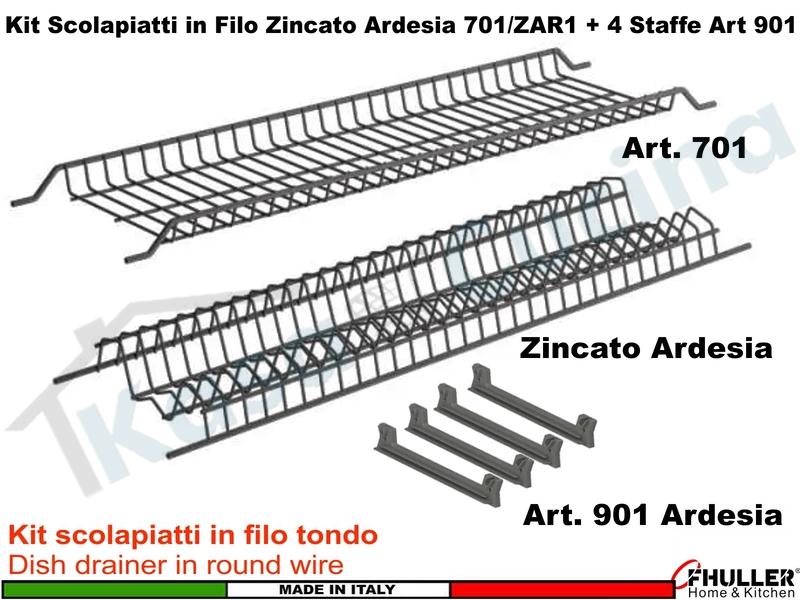 Scolapiatti INOXA-FHULLER Ardesia Incasso Pensile 40 Interno 35,6 + Staffe