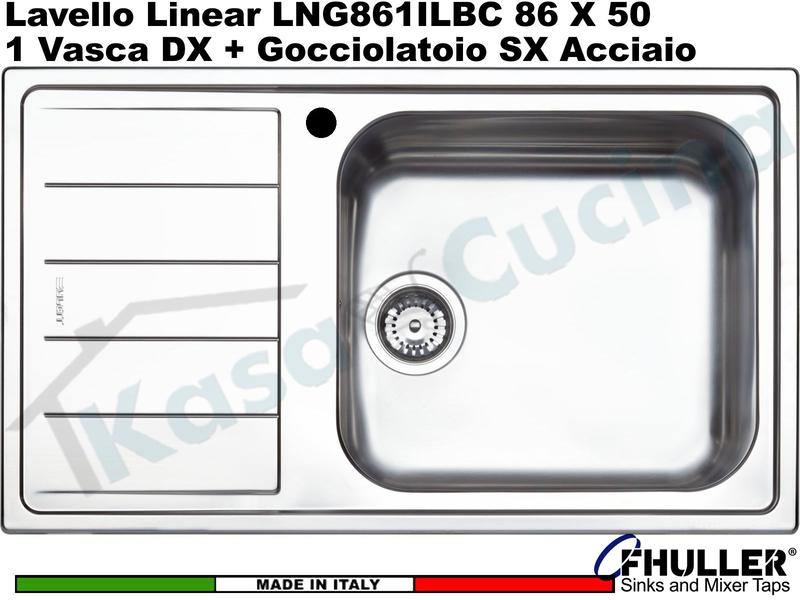 Lavello Apell Linear LNG861ILBC Maxi 86X50 1 Vasca DX + Gocciolatoio SX Acciaio