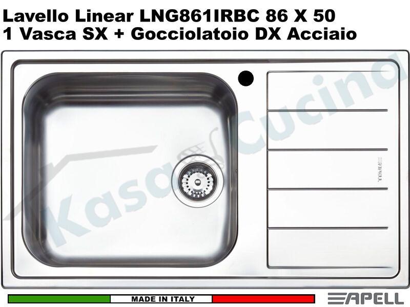 Lavello da Incasso Linear cm. 86x50 in Acciaio Inox 1 Vasca Sinistra