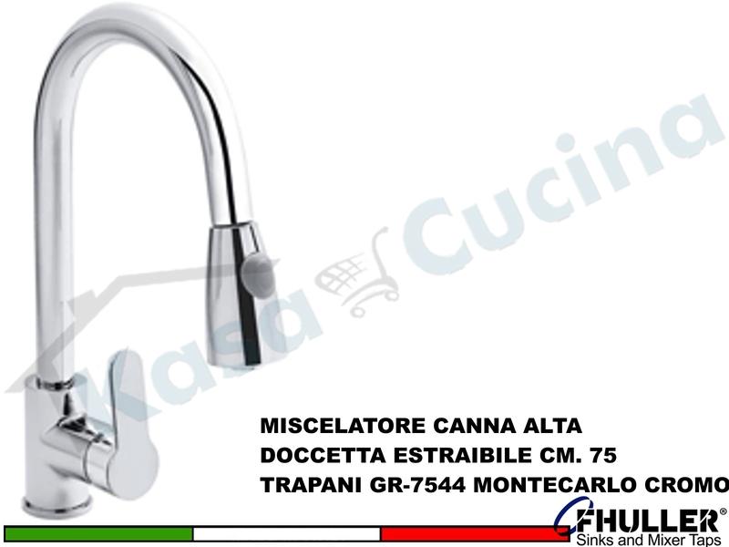 FHULLER Miscelatore Cucina con Doccetta Estraibile TRAPANI GR7544 MONTECARLO Cromo