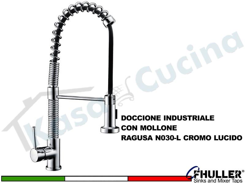 FHULLER Rubinetto Miscelatore Cucina RAGUSA N030-L LONDRA Industriale con mollone Alto Cromo