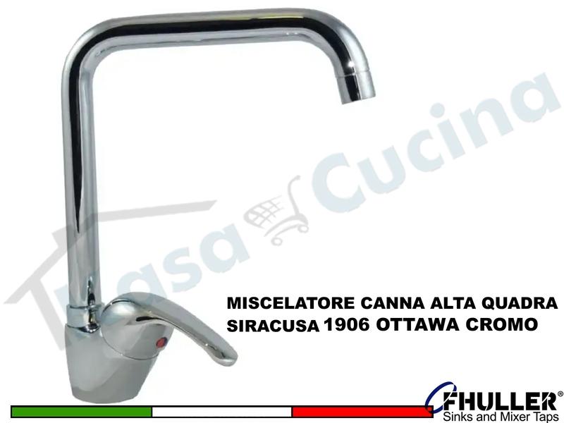 FHULLER Rubinetto Miscelatore Cucina SIRACUSA OTTAWA 1906 Canna Alta ad U Cromo