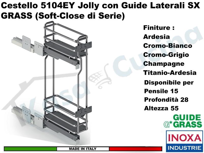 Carello Pensile Jolly 15 Estraibile INOXA 5104EY/15-28P Guide GRASS Prof. 28