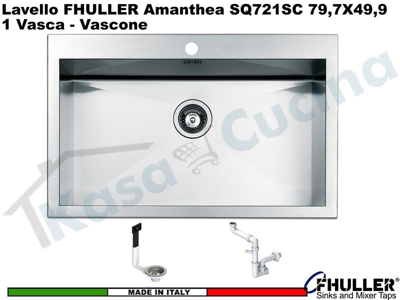 Lavello APELL - FHULLER SQ72ISC Serie AMALTHEA 1 Vasca 78,7x49 Acciaio Inox