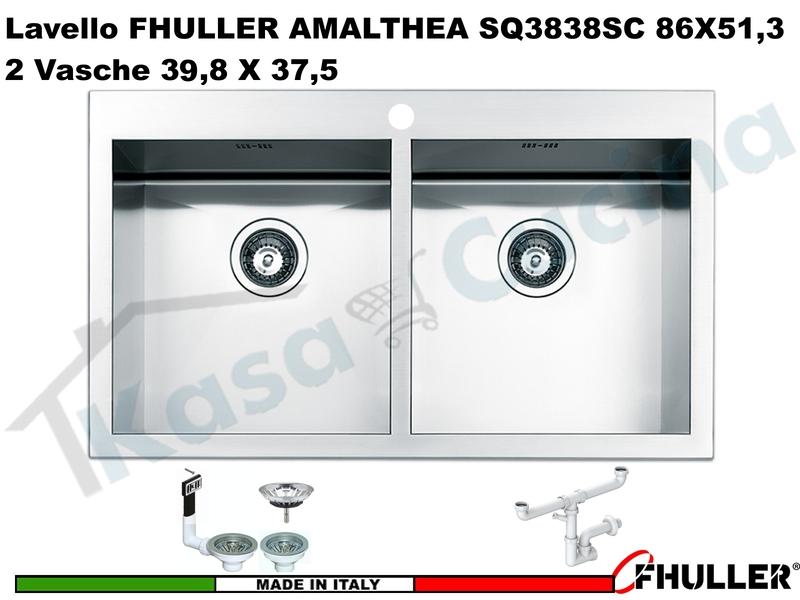 Lavello APELL - FHULLER SQ3838ISC Serie AMALTHEA 2 Vasche 86X51,3 Acciaio Inox