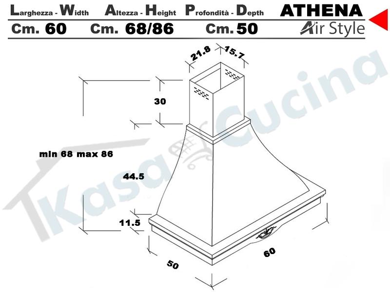 Cappa FHULLER Parete Rustica Athena 60 Legno Frassino/Tiglio Grezzo Motore 420
