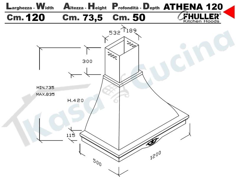 Cappa FHULLER Parete Rustica Athena 120 Legno Frassino/Tiglio Grezzo + MOTORE