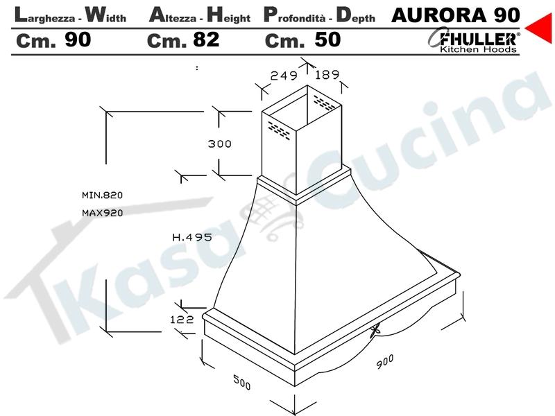 Cappa FHULLER Parete Rustica Aurora 90 Legno Frassino/Tiglio Grezzo + MOTORE m³h