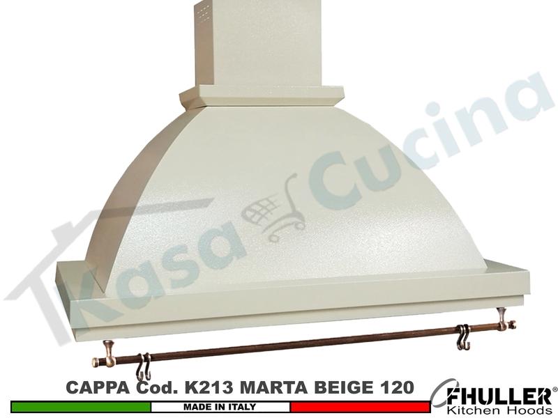 Cappa FHULLER Parete Rustica Marta 120 Vernice AVORIO Con Tubo Rame Motore 420 M³/h
