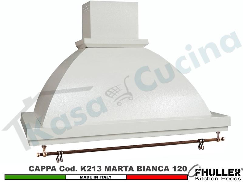 Cappa FHULLER Parete Rustica Marta 120 Vernice BIANCA Con Tubo Rame Motore 420 M³/h
