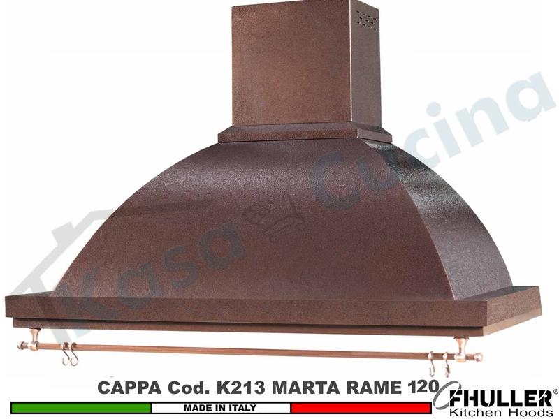 Cappa FHULLER Parete Rustica Marta 120 Vernice RAME Con Tubo Rame Motore 420 M³/h