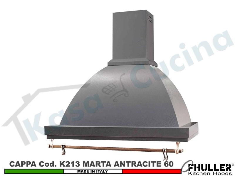 Cappa FHULLER Parete Rustica Marta 60 Verniciata ANTRACITE Tubo Rame Motore 420