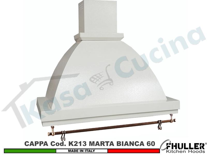 Cappa FHULLER Parete Rustica Marta 60 Verniciata BIANCA Con Tubo Rame Motore 420
