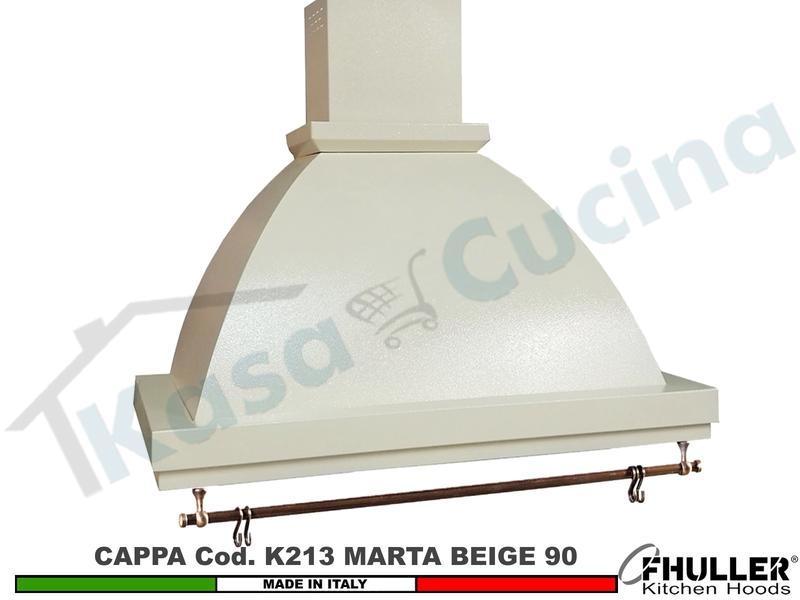 Cappa FHULLER Parete Rustica Marta 90 Verniciata AVORIO Con Tubo Rame Motore 420 M³/h