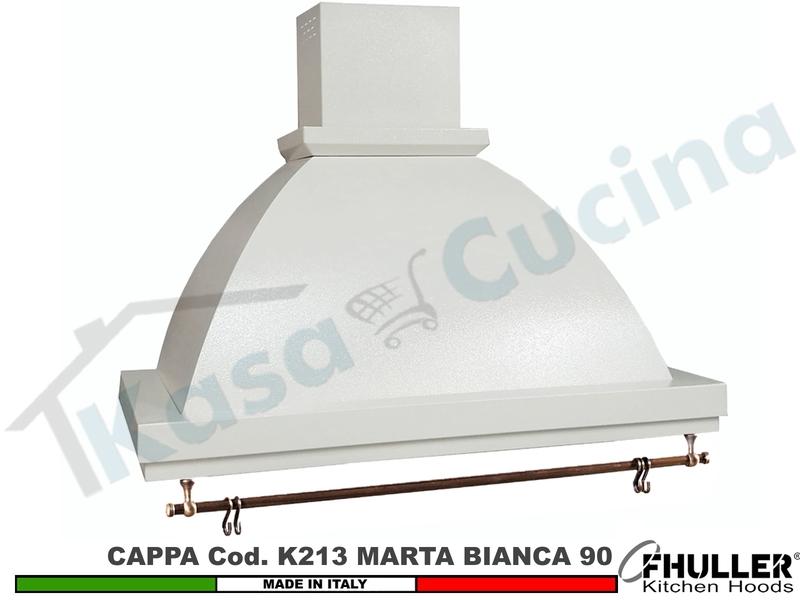 Cappa FHULLER Parete Rustica Marta 90 Verniciata BIANCA Con Tubo Rame Motore 420 M³/h