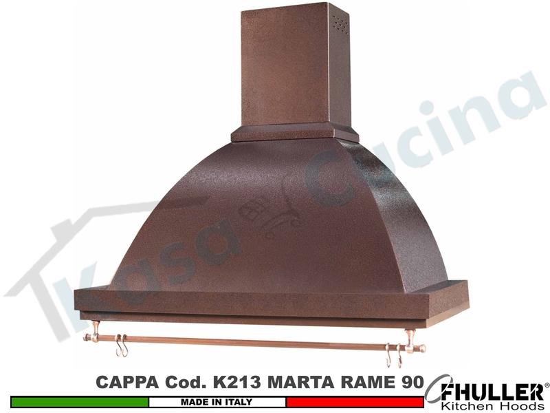 Cappa FHULLER Parete Rustica Marta 90 Verniciata RAME Con Tubo Rame Motore 420 M³/h