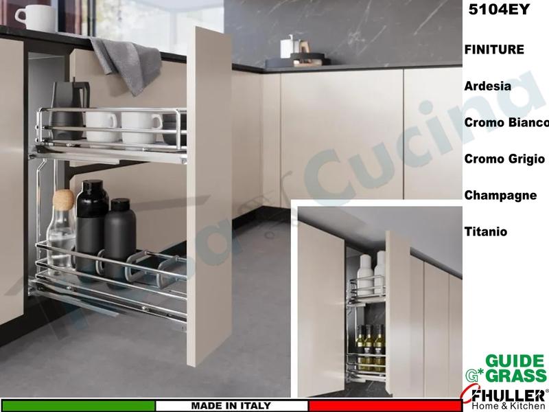INOXA FHULLER Cestello Jolly Estraibile 5104EY/15-45 Guide Grass Base 15 Prof 45
