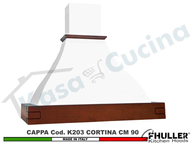 Cappa FHULLER Parete Rustica Cortina 90 Cornice LEGNO Verniciata a Campione + MOTORE 420m³/h
