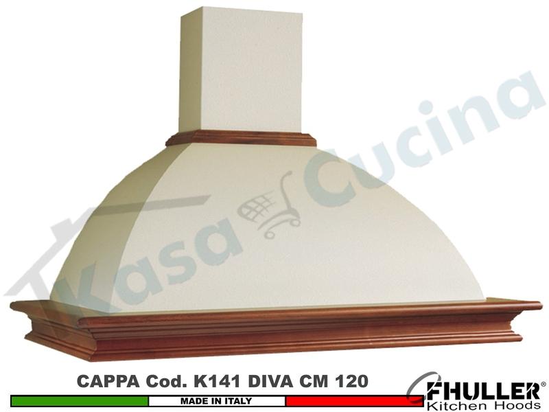 Cappa Parete Rustica Diva 120 Legno Frassino Tiglio Verniciata + MOTORE 420m³/h