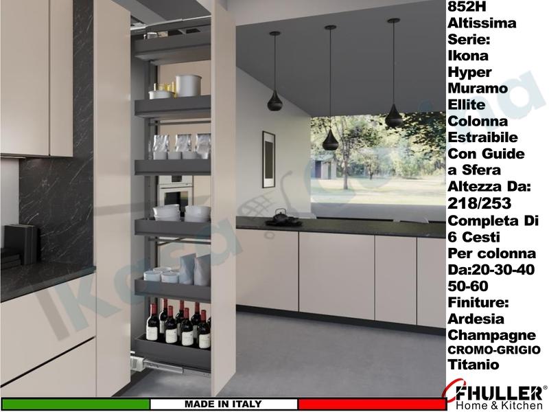 Colonna Estraibile ELLITE 852HE Min 218 Max 253 Larg.20 Champagne + 5 Cesti CH