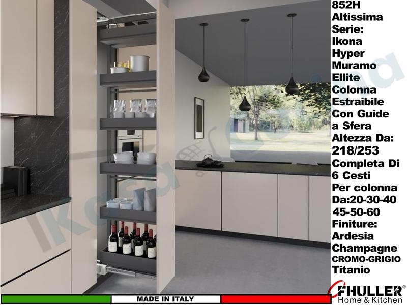 Colonna Estraibile ELLITE 852HE Min 218 Max 253 Larg.20 Ardesia + 5 Cesti AR