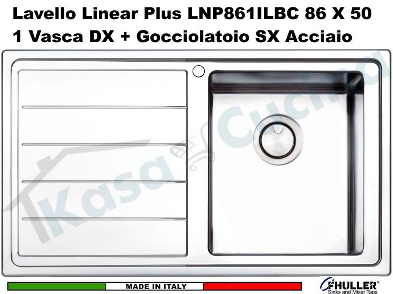 Lavello Apell Linear Plus LNP861ILBC 86X50 1 Vasca DX + Gocciolatoio SX Acciaio