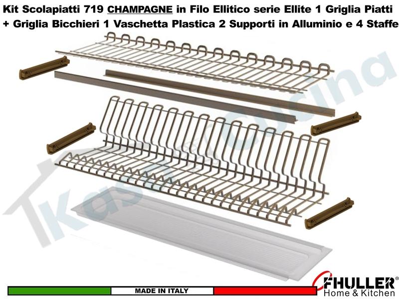 FHULLER Scolapiatti 719 Pensile 45 1 Vaschetta 2 Supporti Alluminio e 4 Staffe CHAMPAGNE