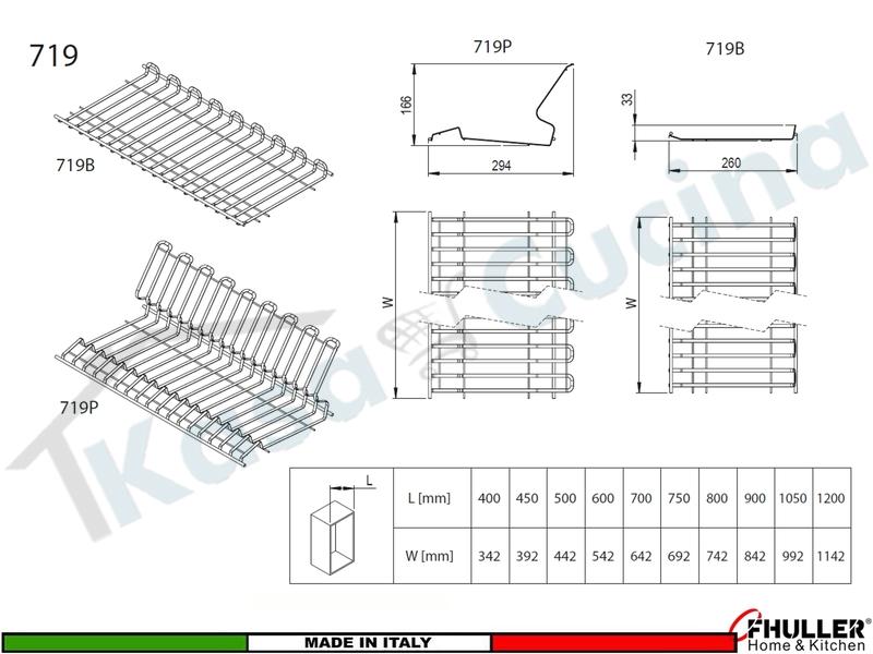 FHULLER Scolapiatti 719 Pensile 75 1 Vaschetta 2 Supporti Alluminio e 4 Staffe INOX CROMO