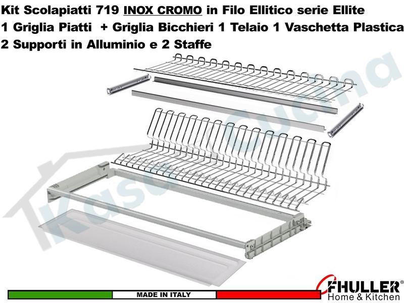 FHULLER Scolapiatti 719 Pensile 45 Telaio Vaschetta Supporti e Staffe INOX CROMO