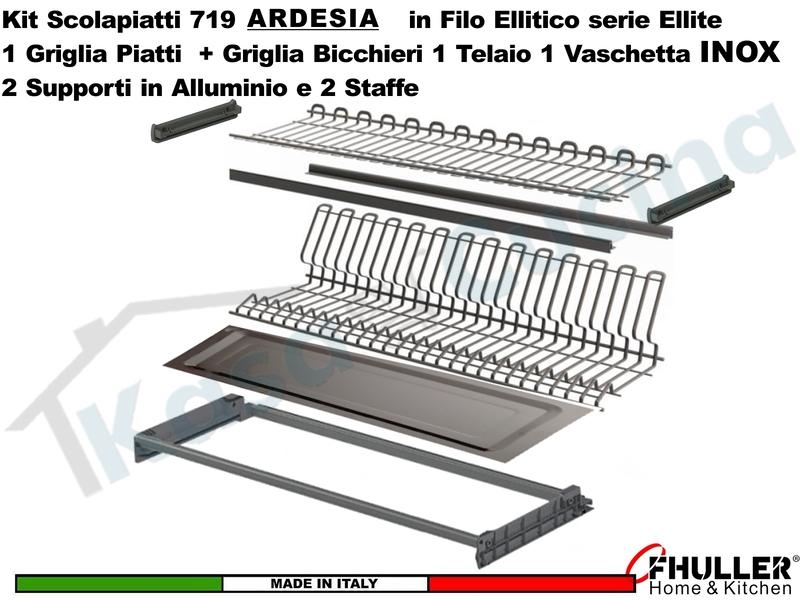 FHULLER Scolapiatti 719 Pensile 120 Telaio Vaschetta IX Supporti e Staffe ARDESIA