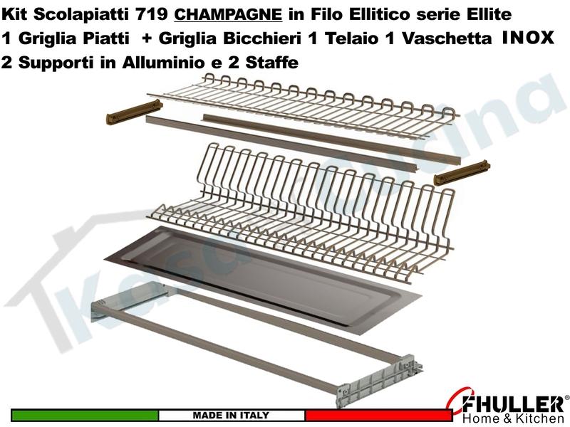 FHULLER Scolapiatti 719 Pensile 120 Telaio Vaschetta IX Supporti e Staffe CHAMPAGNE