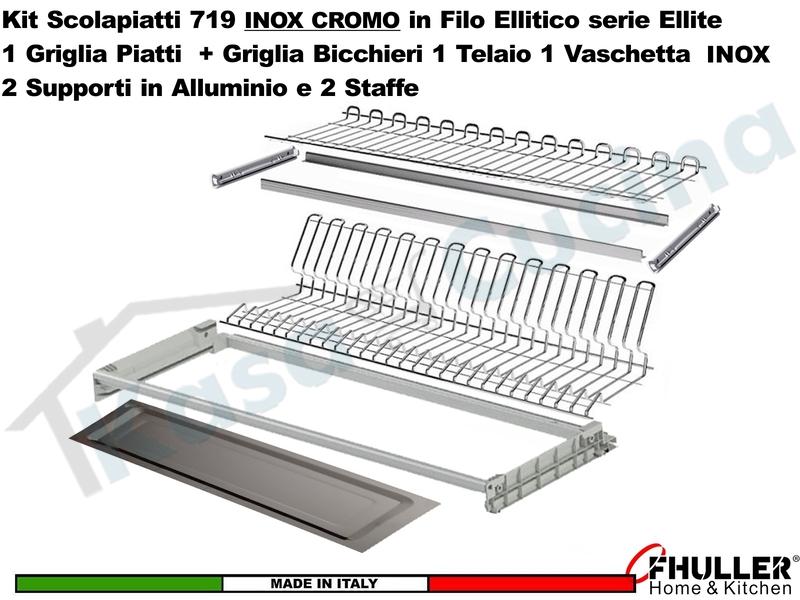 FHULLER Scolapiatti 719 Pensile 120 Telaio Vaschetta IX Supporti e Staffe INOX CROMO