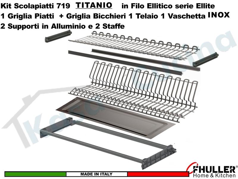 FHULLER Scolapiatti 719 Pensile 120 Telaio Vaschetta IX Supporti e Staffe TITANIO