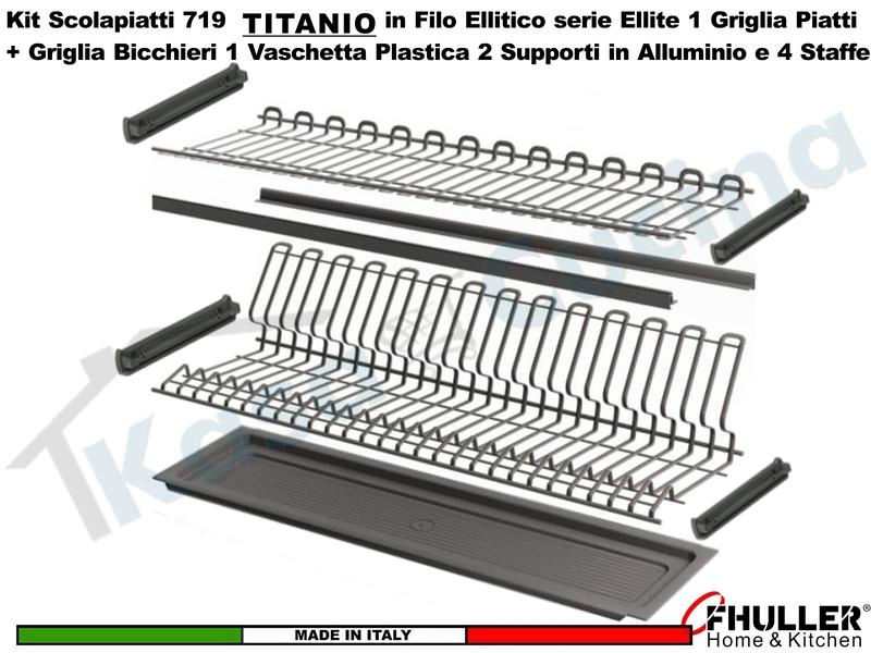 FHULLER Scolapiatti 719 Pensile 45 1 Vaschetta 2 Supporti Alluminio e 4 Staffe TITANIO