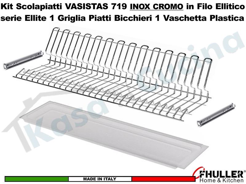 FHULLER Scolapiatti VASISTAS 719TP Pensile 45 1 Vaschetta Plastica 2 Staffe INOX CROMO