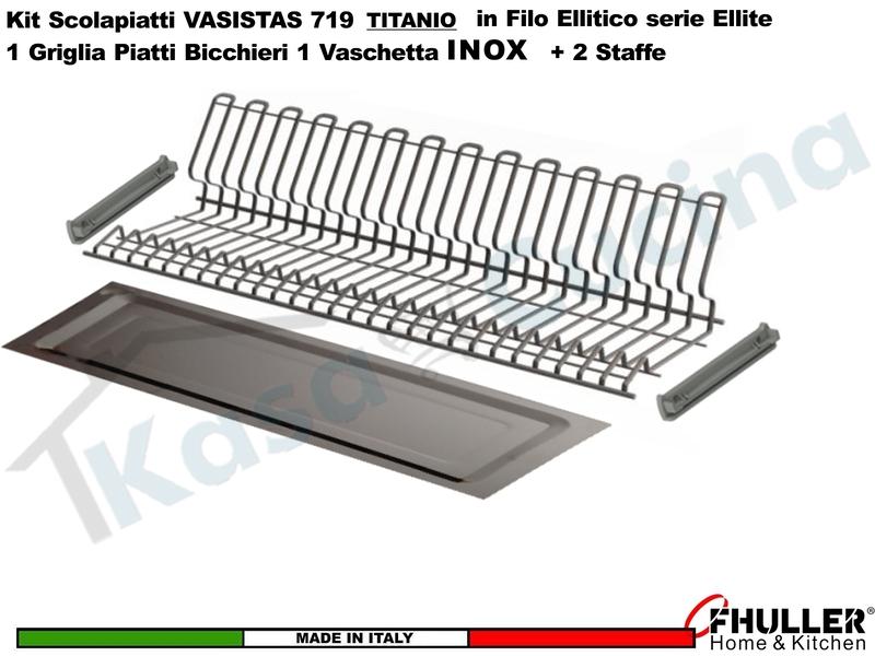 FHULLER Scolapiatti VASISTAS 719TP Pensile 120 Vaschetta INOX 2 Staffe TITANIO