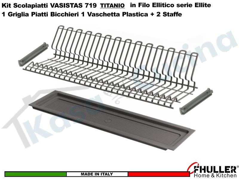 FHULLER Scolapiatti VASISTAS 719TP Pensile 45 1 Vaschetta Plastica 2 Staffe TITANIO