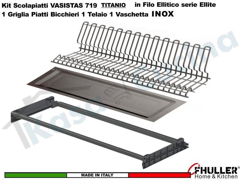 FHULLER Scolapiatti VASISTAS 719TP.T Pensile 120 1 Telaio 1 Vaschetta INOX TITANIO