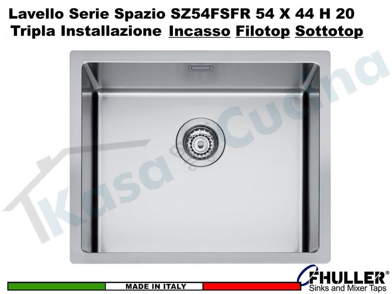 APELL FHULLER Lavello Incasso 1 Vasca Sopratop-Filotop-Sottotop 54x44 Acciaio Spazzolato R15