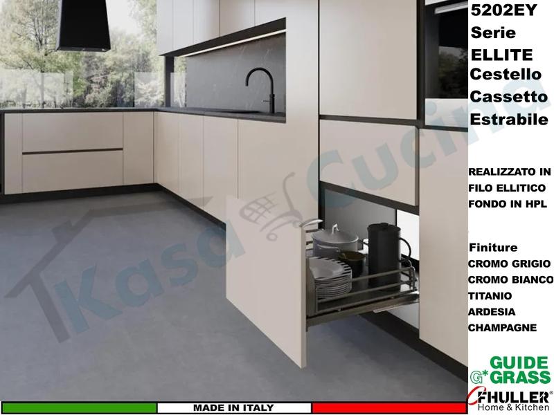 Carello Cassetto Estraibile Ellite INOXA 5202EY/30-45 Guide Grass Base 30 Pr.45