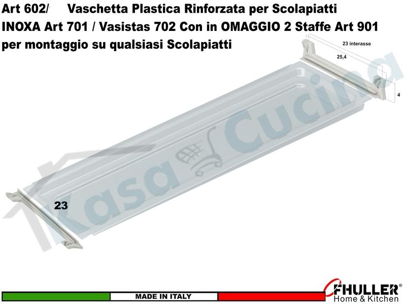 Vaschetta Plastica per Scolapiatti Inoxa 701 / 702 cm. 40-45-50-60-70-80-90