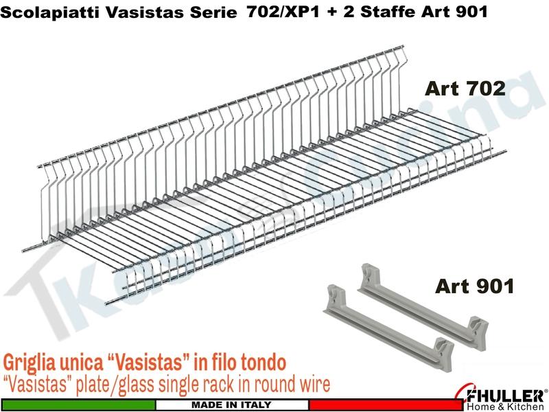 Scolapiatti Griglia Unica VASISTAS INOX 702 Pensile 40 Interno 35,6 + 2 Staffe 901