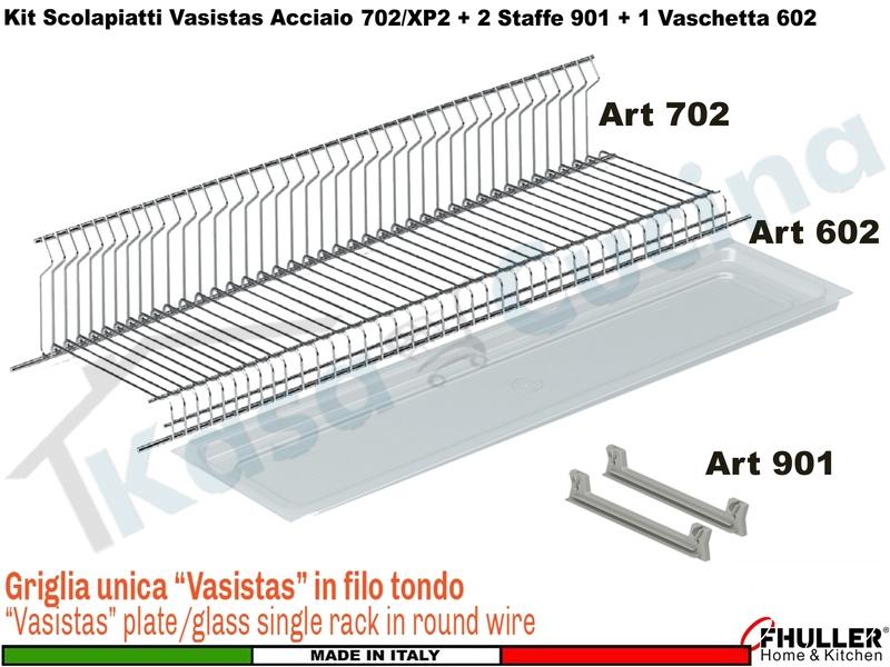 Kit Scolapiatti Vasistas Pensile 90 INOXA 702/90 + 2 Staffe 901 + Vaschetta 602