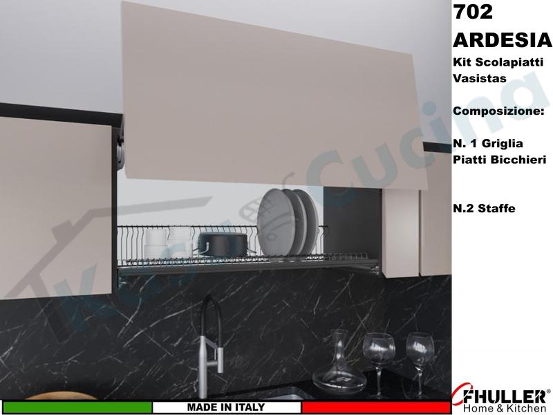 Scolapiatti Griglia Unica VASISTAS ARDESIA 702 Pensile 45 Interno 40,6 + 2 Staffe 901