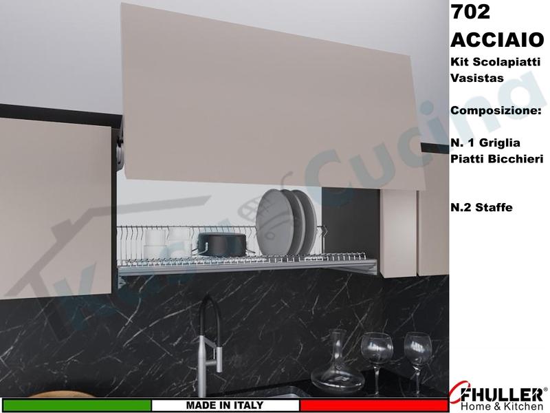 Scolapiatti Griglia Unica VASISTAS INOX 702 Pensile 45 Interno 40,6 + 2 Staffe 901